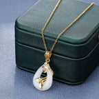 Fortune Jewel Jade Oval Pattern Blessing Fortune Necklace Pendant