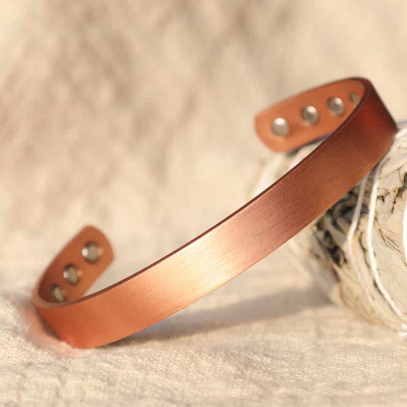 Fortune Jewel Vintage Pattern Magnetic Copper Adjustable Cuff Bracelet Bangle