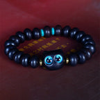 Fortune Jewel Ebony Wood Liuli Glass Lovely Cat Peace Balance Bracelet