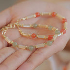 Fortune Jewel Tridacna Stone Red Agate Hetian Jade Blessing Bracelet
