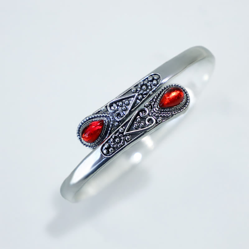 Fortune Jewel Zircon Water Drop Pattern Healing Cuff Bracelet Bangle