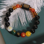 Fortune Jewel Five Elements Black Onyx Red Agate Wisdom Wealth Bracelet