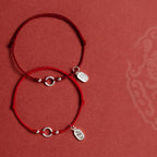 Fortune Jewel 925 Sterling Silver Lucky Fortune Peace Joy Lotus Peace Buckle Red String Bracelet