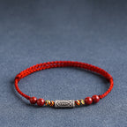 Fortune Jewel 925 Sterling Silver Koi Fish Cinnabar Bead Wealth Handcrafted Braided Bracelet Anklet