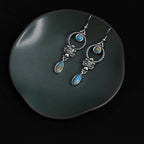 Fortune Jewel 925 Sterling Silver Vintage Turquoise Waterdrop Pattern Balance Drop Dangle Earrings