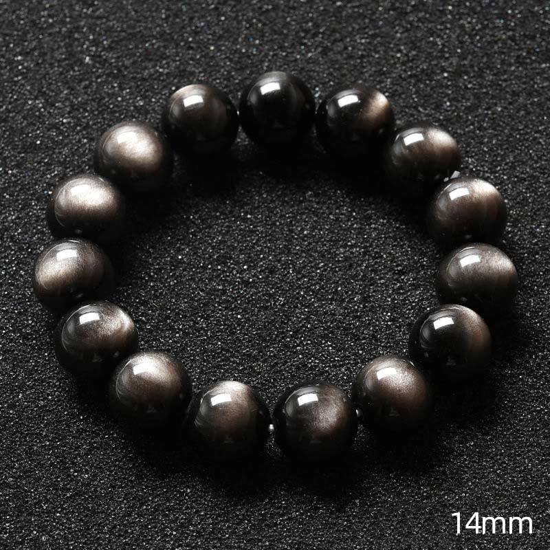 Fortune Jewel Natural Silver Sheen Obsidian Soothing Protection Bracelet