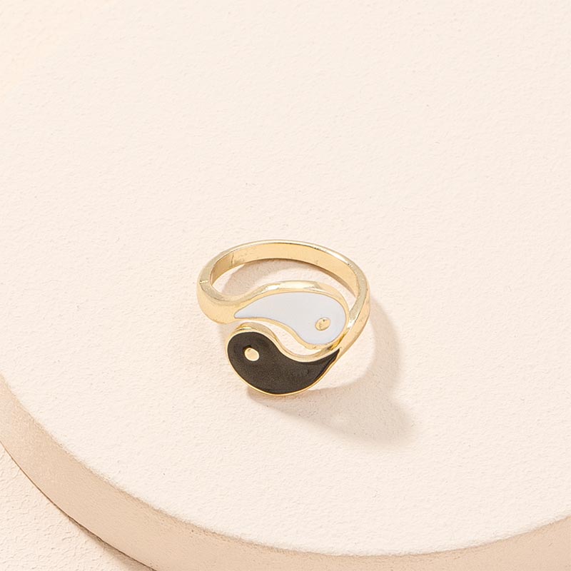 Yin Yang Symbol Adjustable Blessing Couple Ring Fortune Jewel