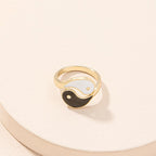 Yin Yang Symbol Adjustable Blessing Couple Ring Fortune Jewel