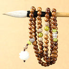 Fortune Jewel Tibetan Rosewood Lotus Mala Protection Calm Necklace Bracelet