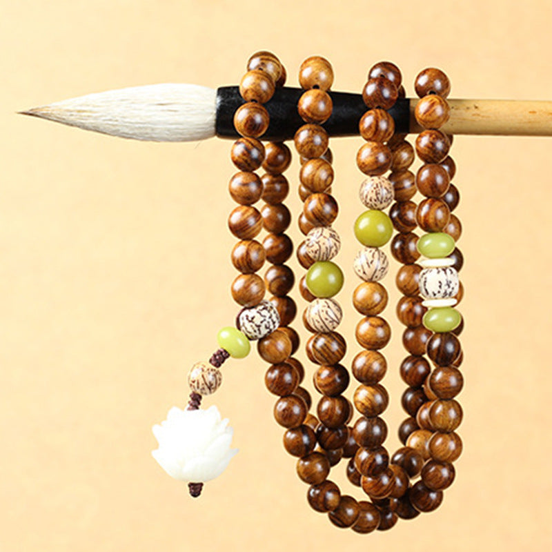 Fortune Jewel Tibetan Rosewood Lotus Mala Protection Calm Necklace Bracelet