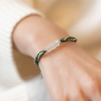 Fortune Jewel White Jade Bamboo Reincarnation Knot Wealth Luck Strength String Bracelet