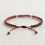 Fortune Jewel Natural Garnet Golden Beads Stability Bracelet