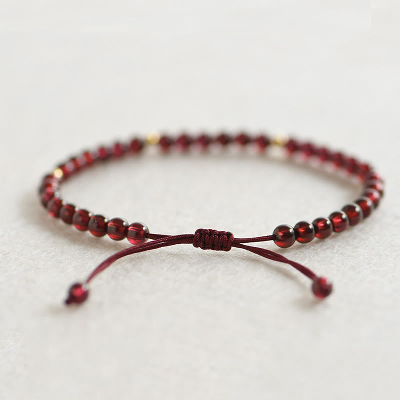 Fortune Jewel Natural Garnet Golden Beads Stability Bracelet