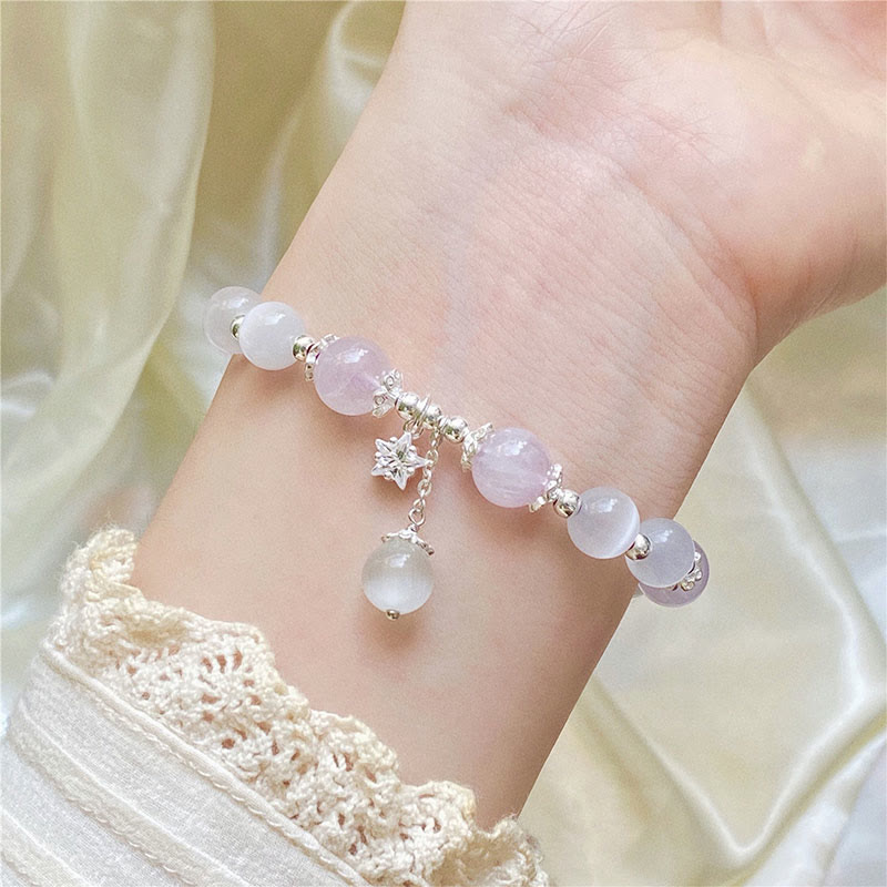 Fortune Jewel 925 Sterling Silver Natural Amethyst Cat's Eye Spiritual Awareness Star Bracelet