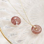 Fortune Jewel 925 Sterling Silver Strawberry Quartz Healing Positive Necklace