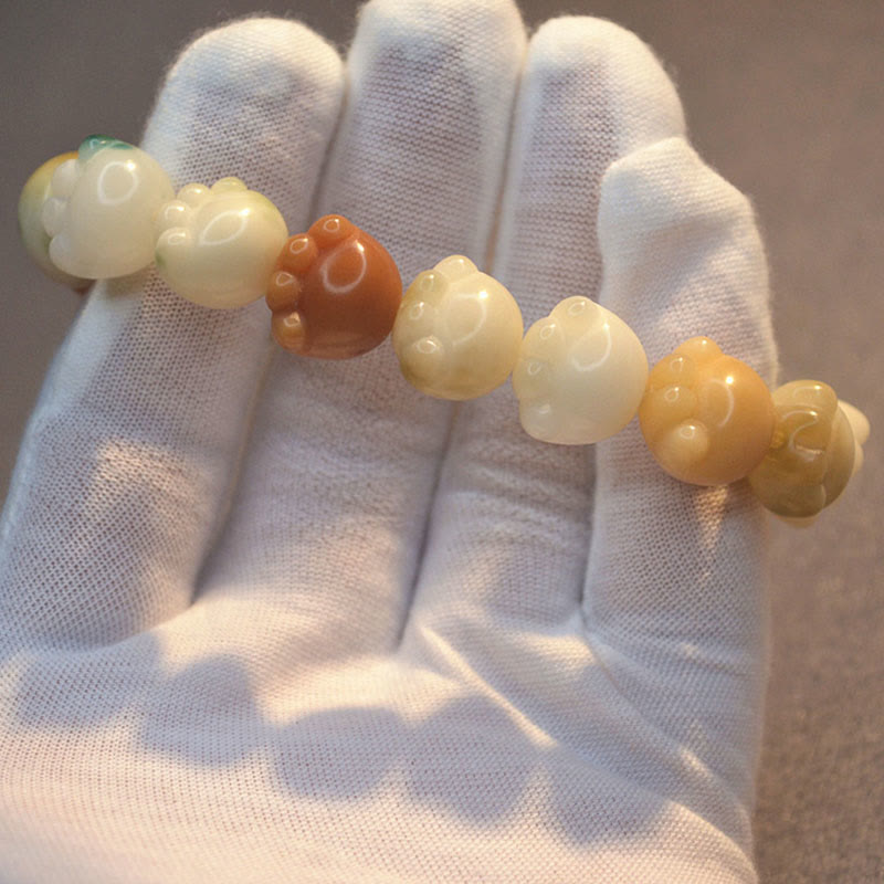 Fortune Jewel Multilayered Bodhi Seed Cute Cat Paw Calm Harmony Bracelet