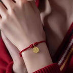 Fortune Jewel Handmade Eight Thread Peace Knot Fu Character Charm Luck Happiness Red Rope Bracelet