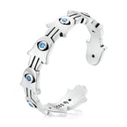 Fortune Jewel 925 Sterling Silver Hamsa Symbol Zircon Adjustable Ring