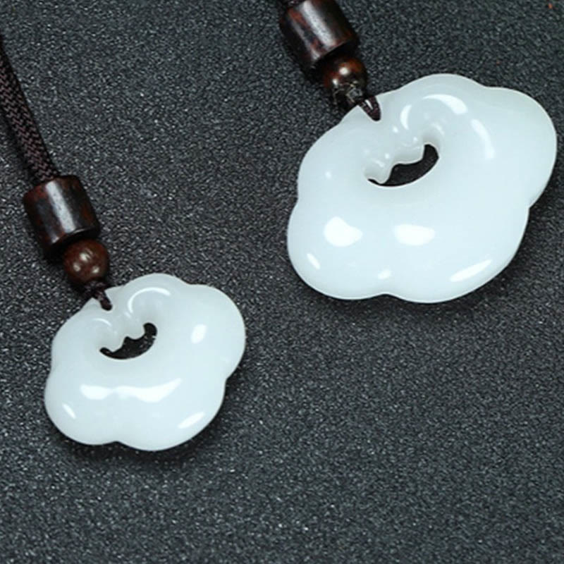 Fortune Jewel Tianshan Jade Golden Silk Jade Chinese Lock Charm Abundance Necklace Pendant