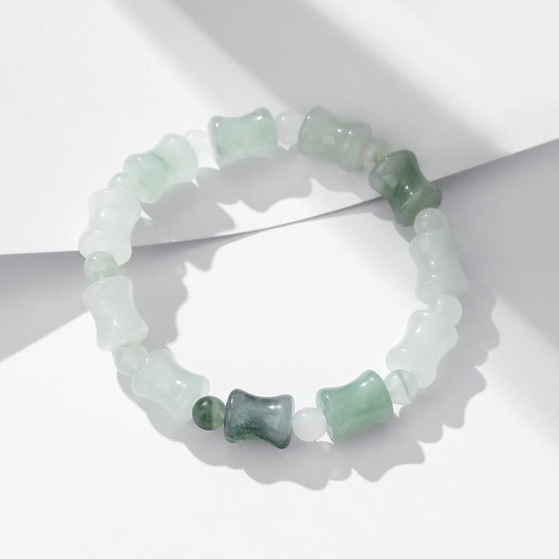 Fortune Jewel Jade Coconut Shell Bamboo Pattern Abundance Luck Bracelet