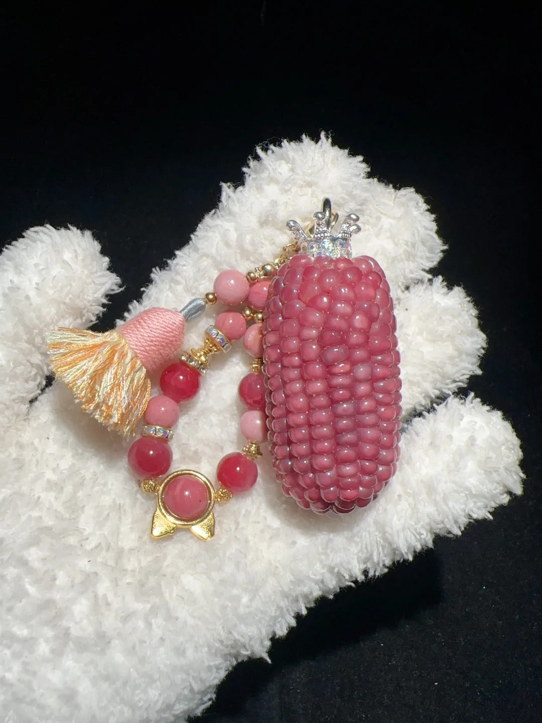 Ice-Transparent Pomegranate Red Natural Corn Charms for Fidgeting