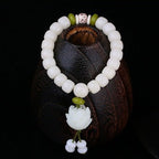 Fortune Jewel Lotus Natural White Bodhi Seed Luck Bracelet