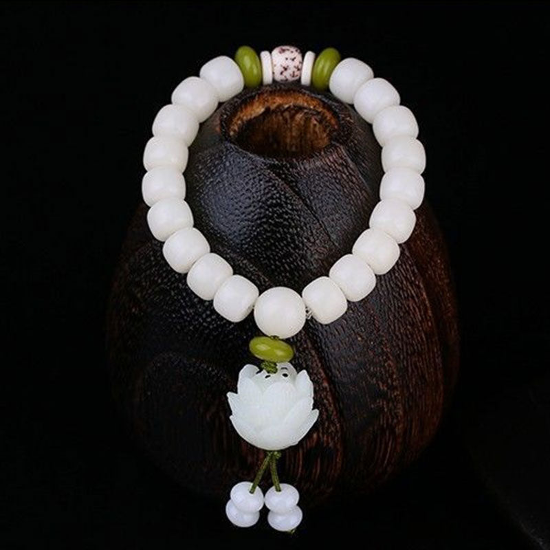 Fortune Jewel Lotus Natural White Bodhi Seed Luck Bracelet
