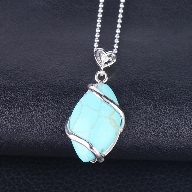 Fortune Jewel Marquise Pattern Natural Crystal Stone Charm Necklace Pendant