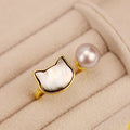 Fortune Jewel Natural Pearl Copper Cat Healing Necklace Pendant Earrings