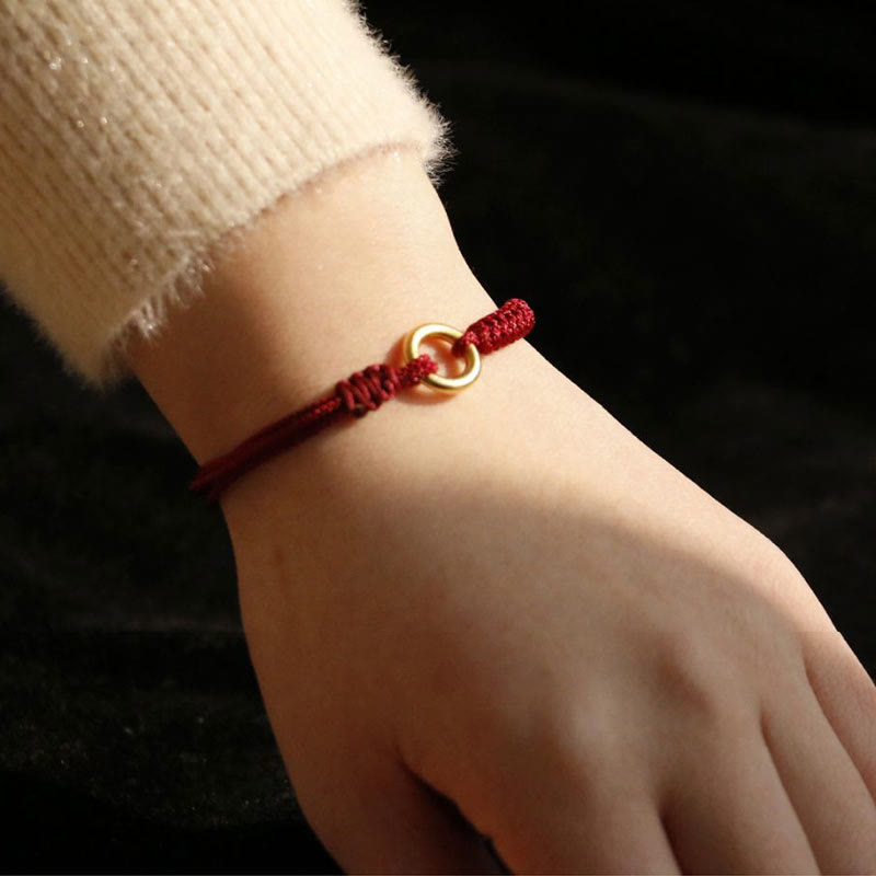Fortune Jewel Alloy Peace Buckle Luck Red String Bracelet