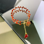 Fortune Jewel Red Maple Leaf Luck Charm Bracelet
