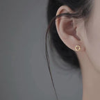 Fortune Jewel 925 Sterling Silver Posts Copper Metal Tiny Wreath Stud Blessing Flower Earrings