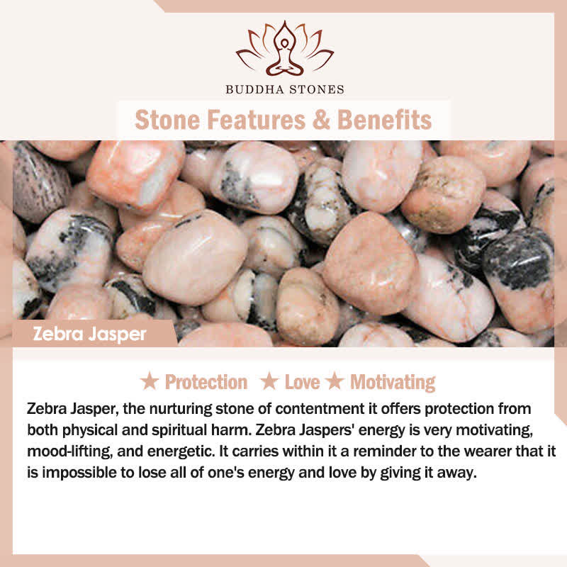 Fortune Jewel 108 Mala Beads Sodalite Zebra Jasper Crystal Lotus Strength Bracelet