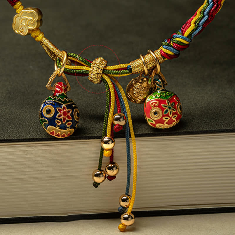 Fortune Jewel Gold Swallowing Beast Family Luck Reincarnation Knot Colorful String Bracelet