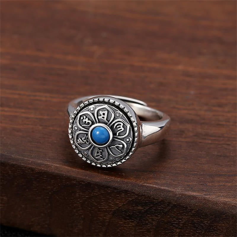 Fortune Jewel Tibetan Om Mani Padme Hum Peace Rotatable Ring