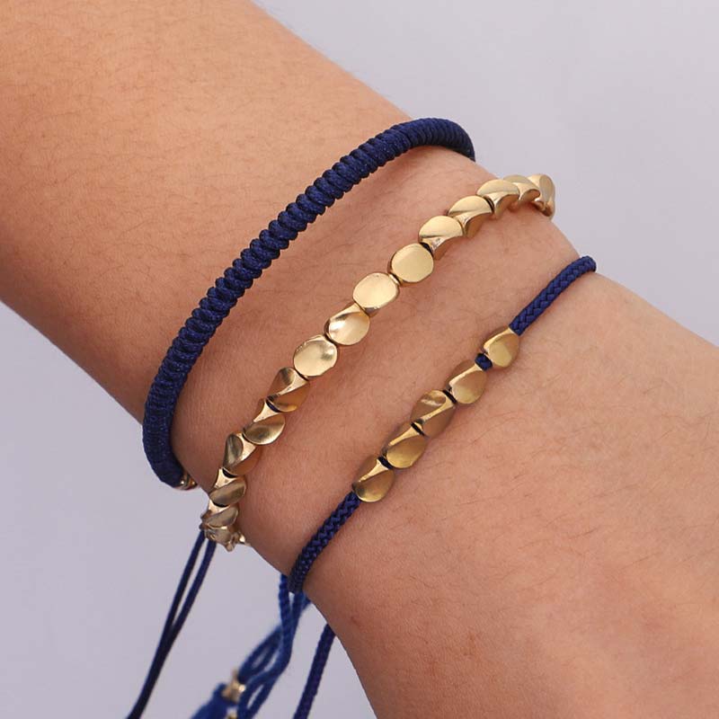 Fortune Jewel 3 PCS Tibetan Copper Beads Healing Protection Luck Bracelet Set