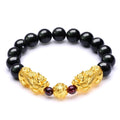 Fortune Stability Double Pixiu in Black & Red Agate Charm Bracelet