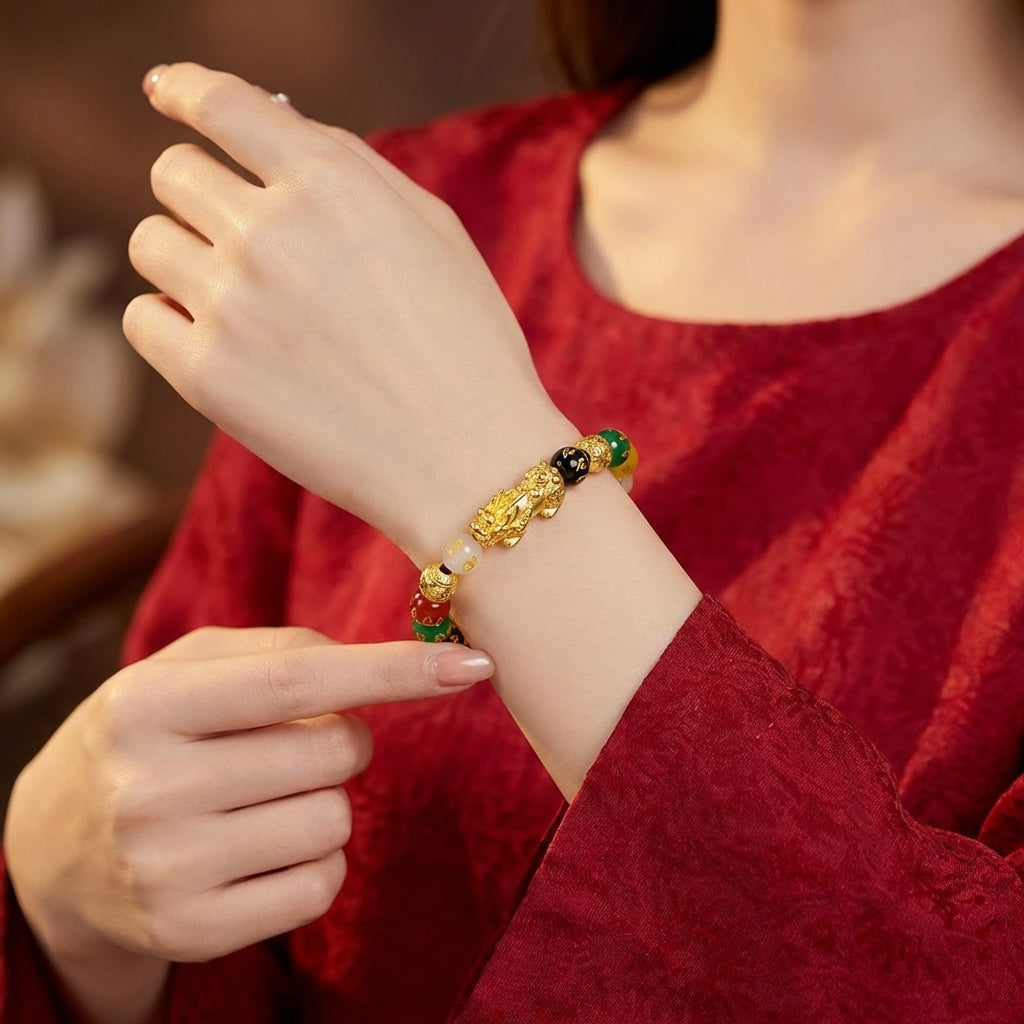 Buddha & Karma Pixiu Five Elements Crystal Bracelet – Align with Abundance and Elemental Balance