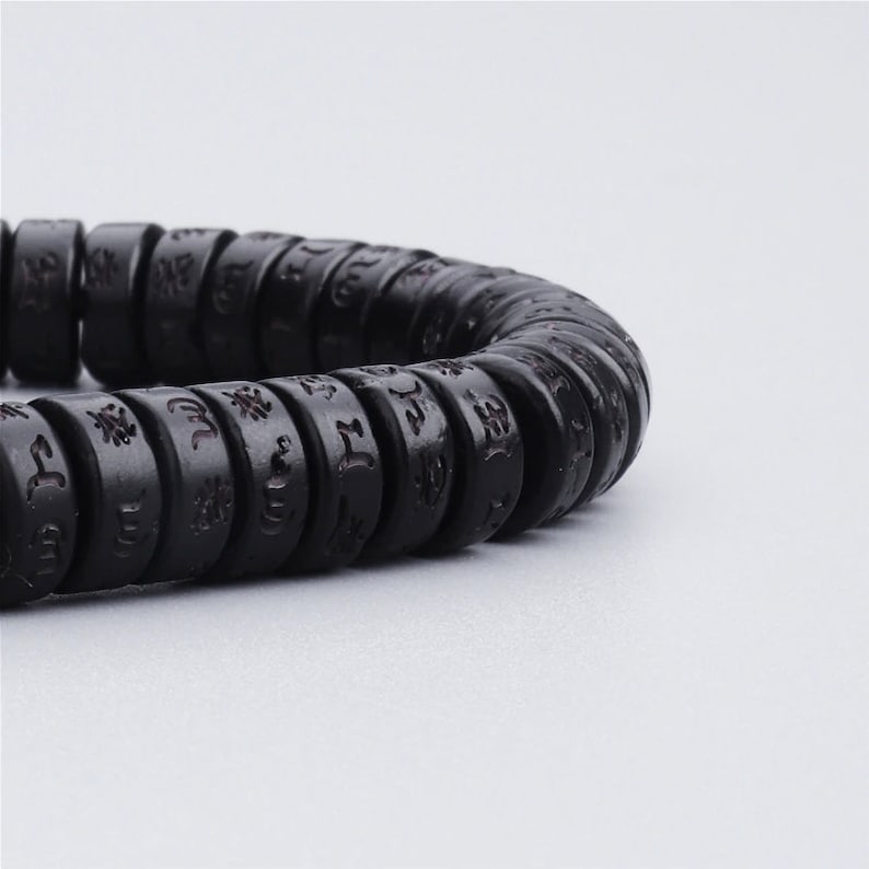 Tibetan Lucky  Black Coconut Shell Braided Bracelet,  Meditation Bracelet, Mens Bracelet