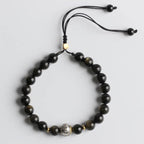 Tibetan Mantra Bracelet Lucky Obsidian Bracelet for Protection