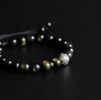 Tibetan Mantra Bracelet Lucky Obsidian Bracelet for Protection