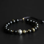 Tibetan Mantra Bracelet Lucky Obsidian Bracelet for Protection