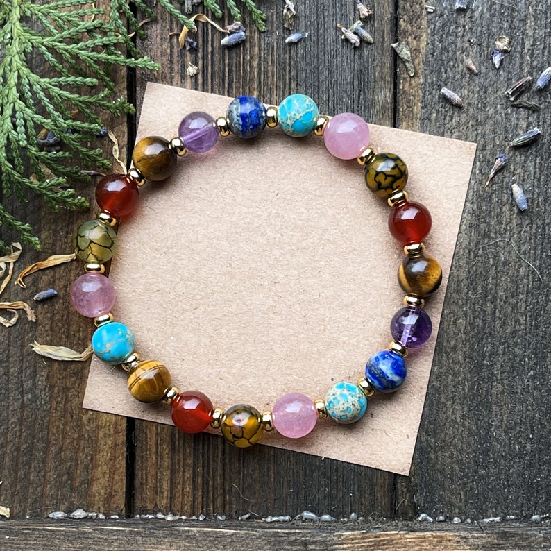 Buddha3bodhi Seven Chakra Stone Bracelet Multi Gemstone Crystal Energy Bracelet 8mm