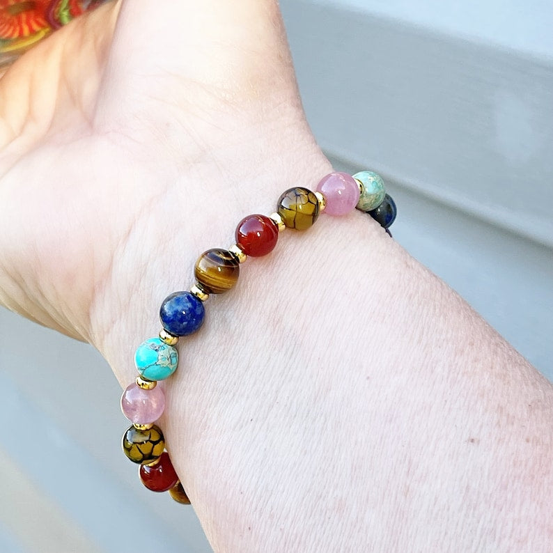 Buddha3bodhi Seven Chakra Stone Bracelet Multi Gemstone Crystal Energy Bracelet 8mm