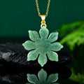 Natural Jadeite Sunflower Pendant, S925 Silver Clasp