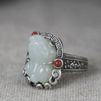 Natural Jade Pi Yao Prosperity Ring