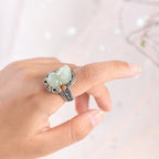 Natural Jade Pi Yao Prosperity Ring