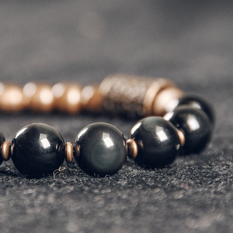 Rainbow Eye Obsidian Brass Bracelet