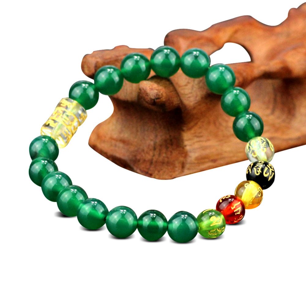 Wealth Carnelian Stones with Tibetan Om Mani Padme Hum Mantra Chakra Bracelet